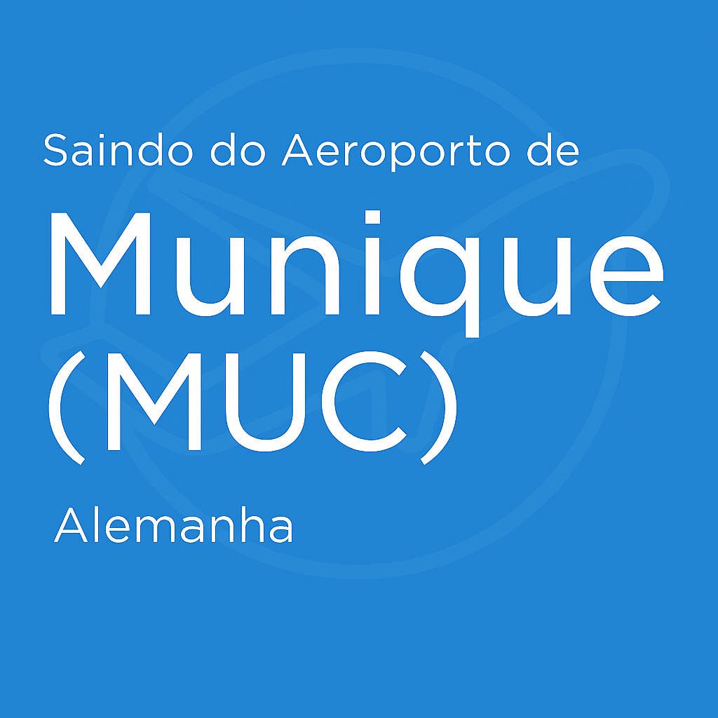 letreiro azul com “Saindo do Aeroporto de Munique (MUC) – Alemanha”