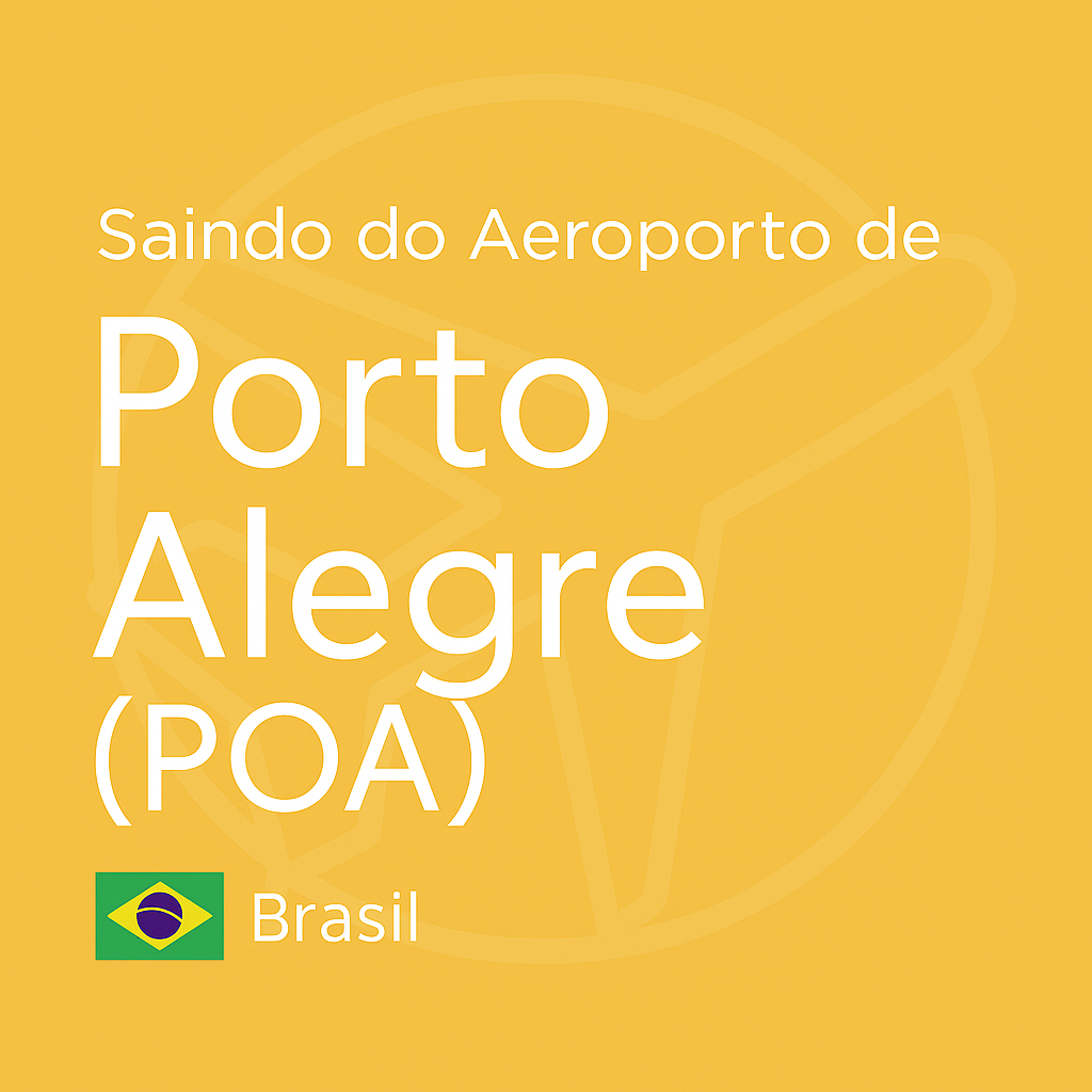 Imagem de capa com fundo amarelo (#F4C145), texto em branco e bandeira do Brasil, representando o Aeroporto de Porto Alegre – Salgado Filho (POA).