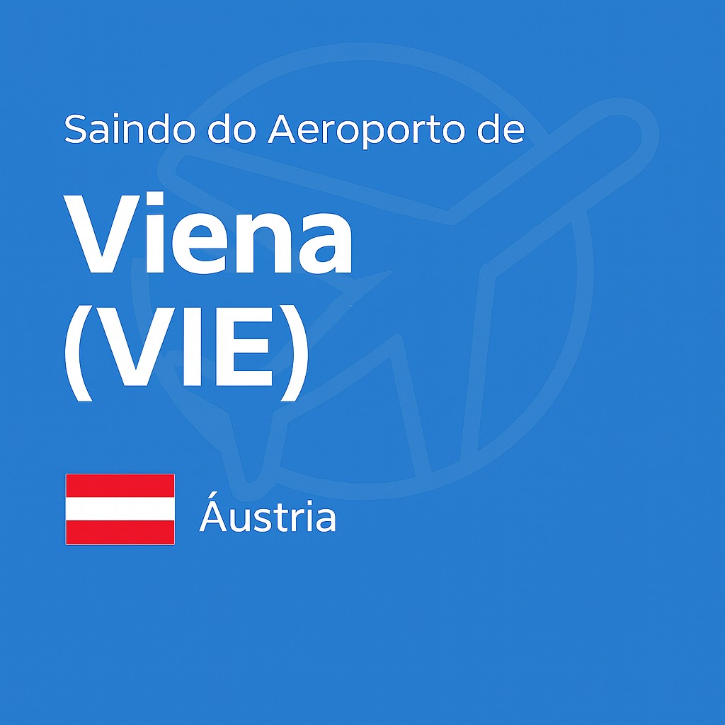 Saindo do Aeroporto de Viena (VIE) – Áustria, capa oficial do guia de transporte.