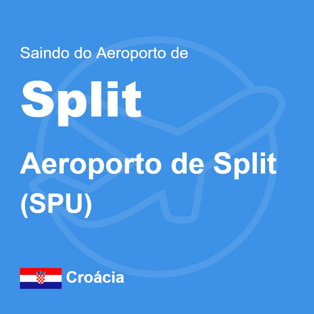 Planeje sua chegada em Split com facilidade! Esta imagem destaca as principais opções e rotas de transporte do Aeroporto de Split (SPU) até o vibrante centro da cidade. Escolha entre ônibus, táxi ou transfer e comece sua aventura na Croácia sem demoras.