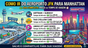 Como ir do Aeroporto JFK para Manhattan: Guia Completo Comparando Preços e Tempo de Viagem