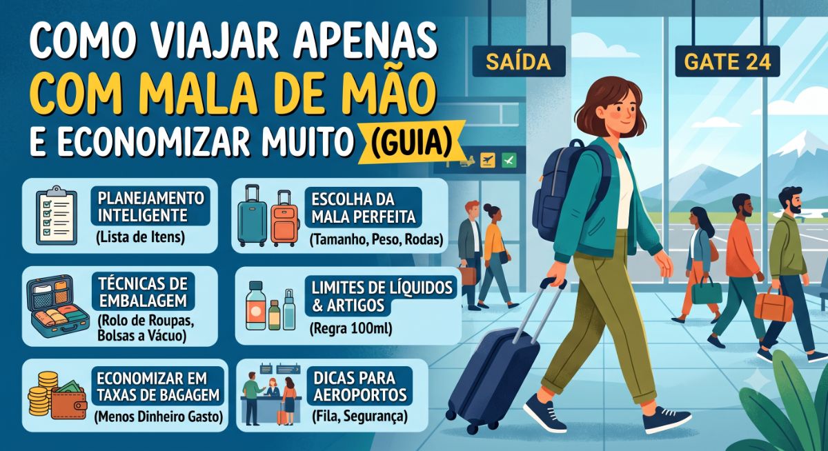 Como Viajar Apenas com Mala de Mão e Economizar Muito (Guia)